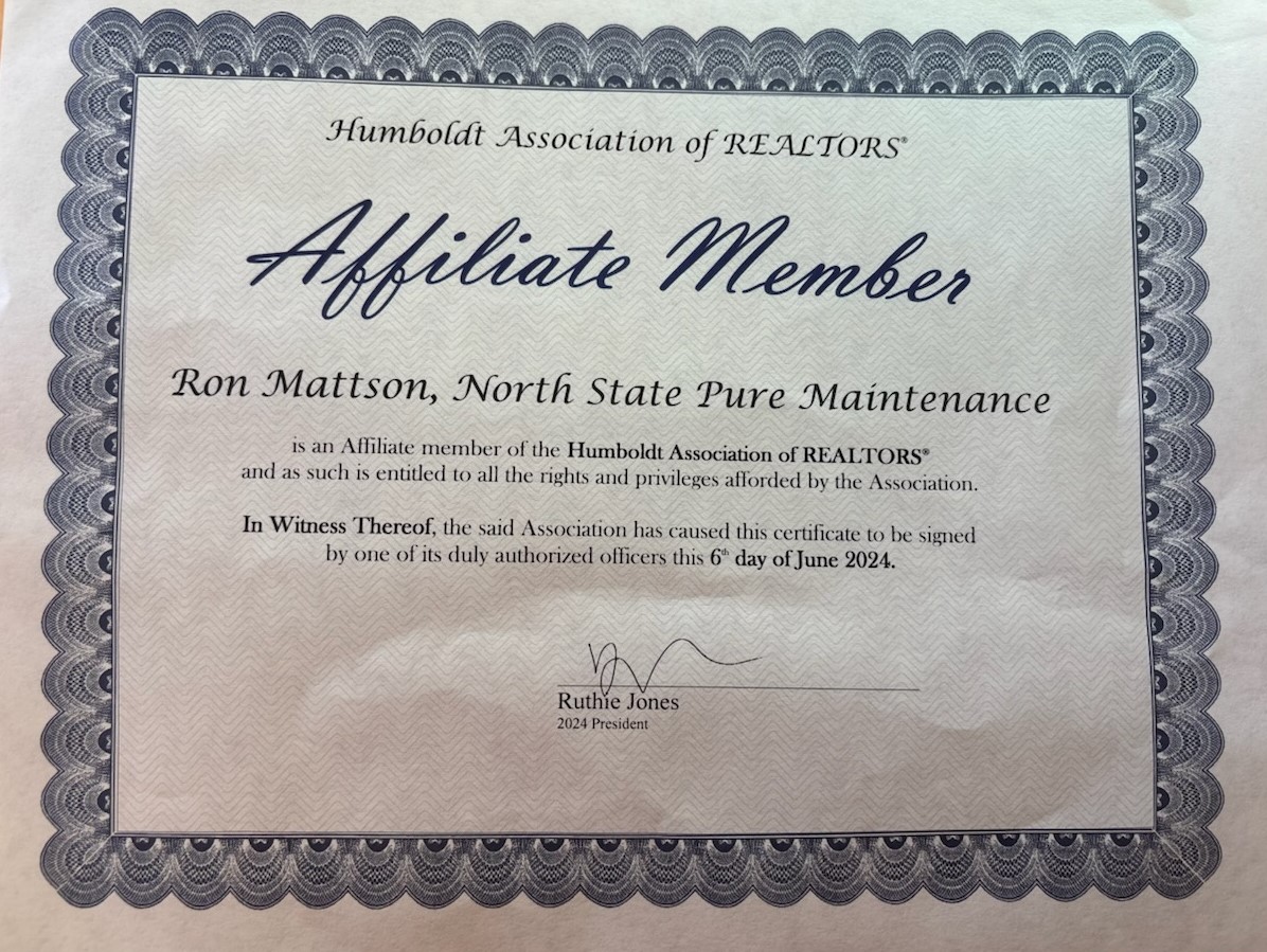 Pure Maintenance licensee certification for North State Pure Maintenance