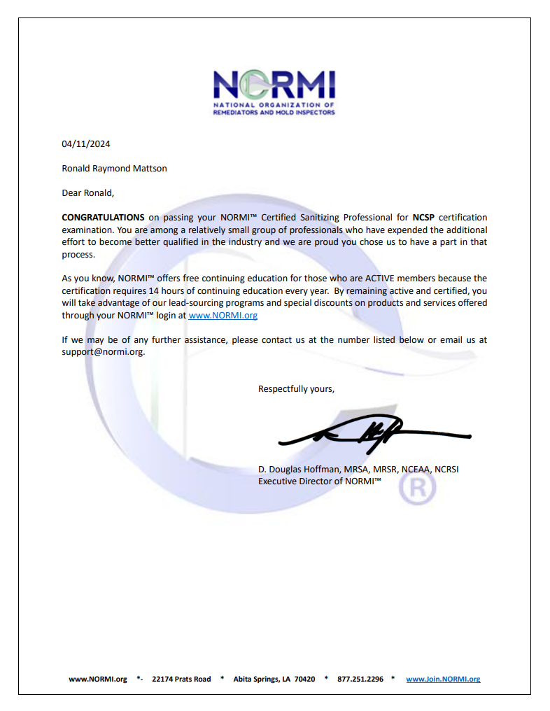 NORMI Certified badge for North State Pure Maintenance