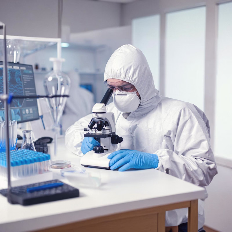 Independent lab analyst processing a North State Pure Maintenance air sample